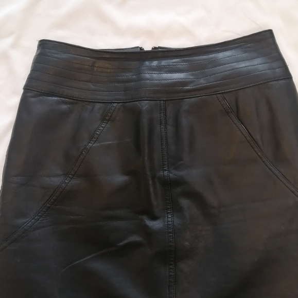 Vintage Bagatelle 100% Leather Mini Pencil Skirt Size 10 - Picture 4 of 15